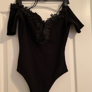 Black Floral TopShop Bodysuit